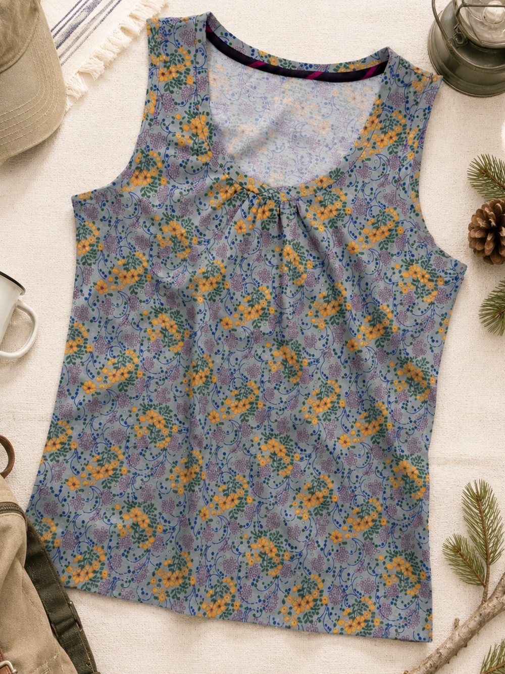 REI Women's Medium Sleeveless Floral Tank Top Multicolor Stretch Outdoor‎ Casual